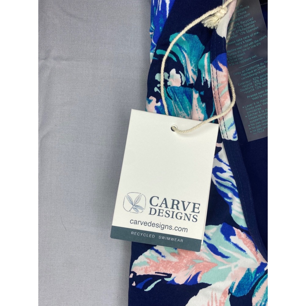 Carve‎ Designs Swimsuit Women XS Navy Blue New Floral Crisscross One Piece - Picture 6 of 8